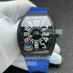 QQF Swiss Replica Franck Muller Vanguard V41 Carbon Case Blue Fabric Strap Watch 